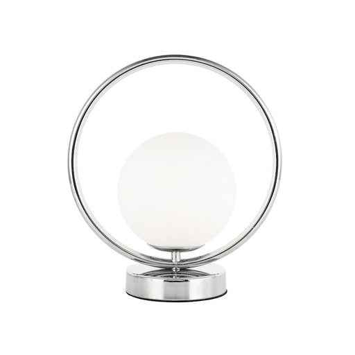 Dainolite Adrienna 1-Light Table Lamp | Modern Polished Chrome and White Glass | Bedroom & Office Desk | 10 x 6 x 11 in | Model ADR-101T-PC