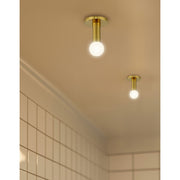 Dainolite Adams 5in 1-Light Flush Mount | Transitional Aged Brass | Hallway & Closet | 4.75 x 4.75 x 4.25 in | Model ADS-41FH-AGB