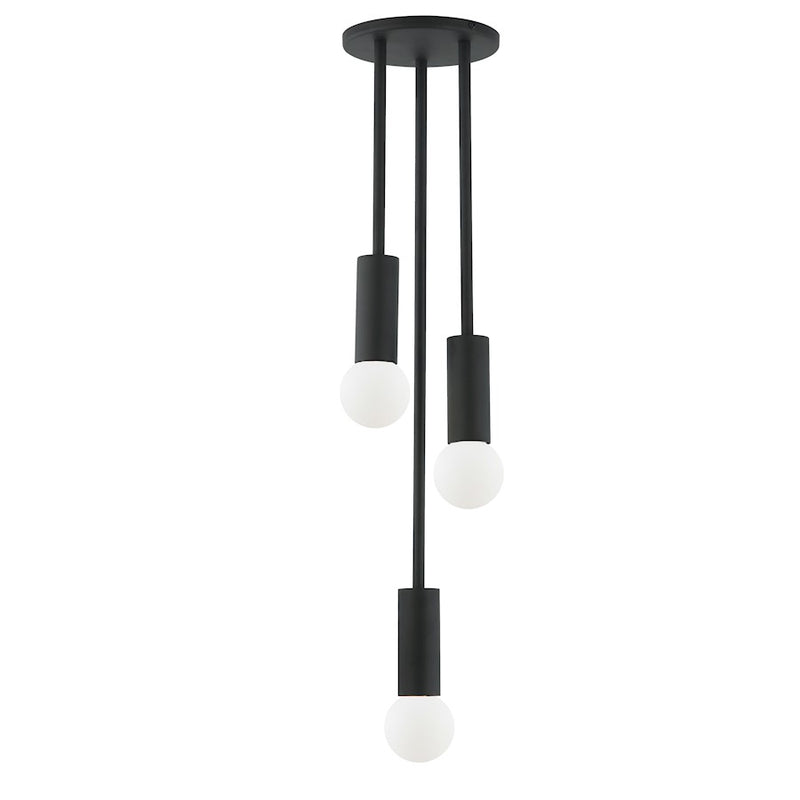 Dainolite Adams 6in 3-Light Pendant | Transitional Matte Black Metal | Kitchen Island & Dining Room | 4.5-43.75 in Drop | Model ADS-63P-MB