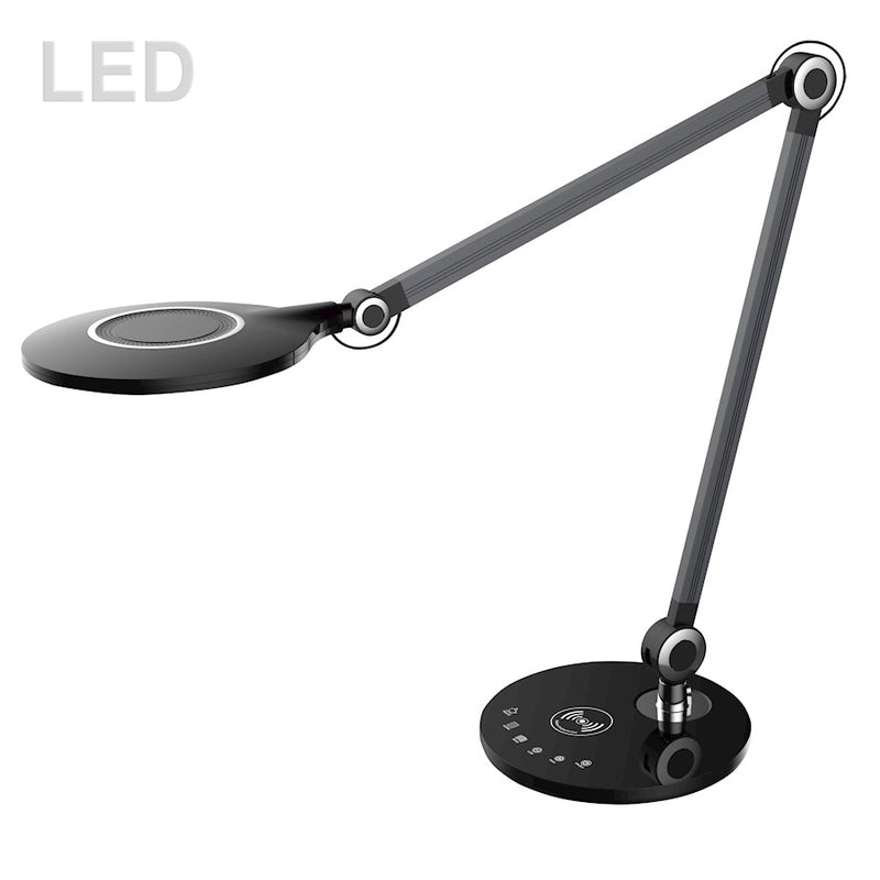 Dainolite Alina 22in 1-Light LED Table Lamp | Contemporary Black and Brushed Aluminum | Desk & Bedside | 8 x 22 x 19.5 in | Model ALA-1910LEDT-BK