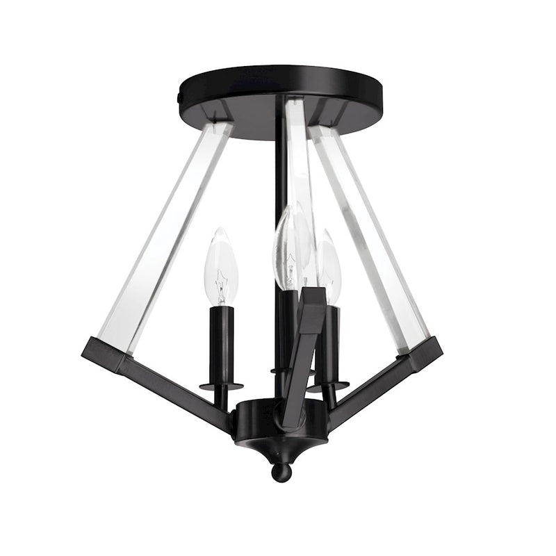 Dainolite Aalto 15in 3-Light Semi-Flush Mount | Contemporary Matte Black and Clear Acrylic | Dining Room & Living Room | Model ALT-153SF-MB