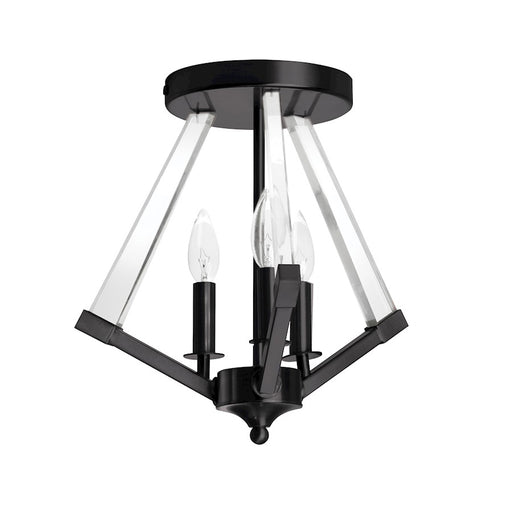 Dainolite Aalto 15in 3-Light Semi-Flush Mount | Contemporary Matte Black and Clear Acrylic | Dining Room & Living Room | Model ALT-153SF-MB