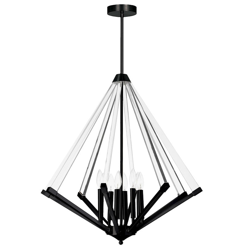 Dainolite Aalto 27in 8-Light Chandelier | Contemporary Matte Black Metal and Clear Acrylic | Dining Room & Living Room | 27 x 27 x 29 | Model ALT-278C-MB
