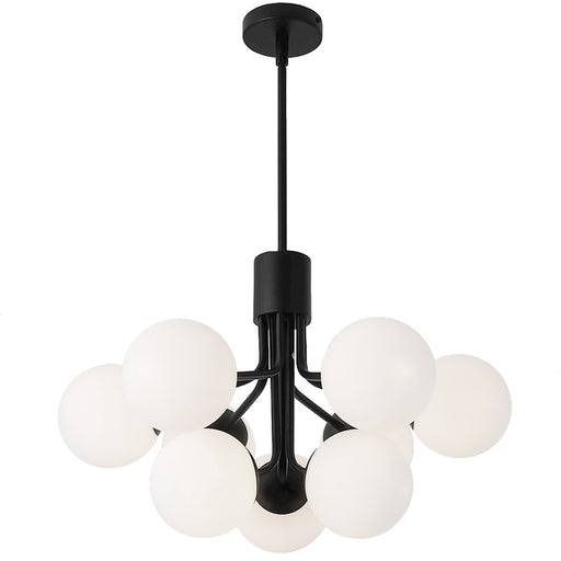 Dainolite Amanda 24in 9-Light Chandelier | Contemporary Matte Black and Opal White Glass | Dining Room & Living Room | Model AMA-249C-MB