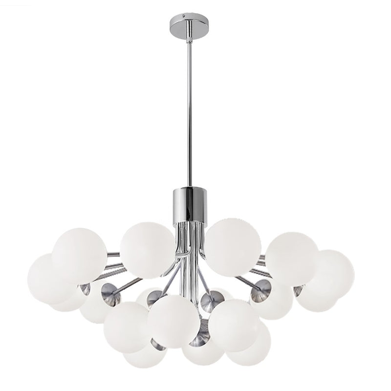 Dainolite Amanda 36in 18-Light Chandelier | Contemporary Polished Chrome and Opal White Glass | Dining Room & Living Room | Model AMA-3618C-PC