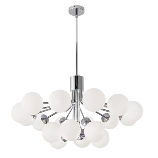 Dainolite Amanda 36in 18-Light Chandelier | Contemporary Polished Chrome and Opal White Glass | Dining Room & Living Room | Model AMA-3618C-PC