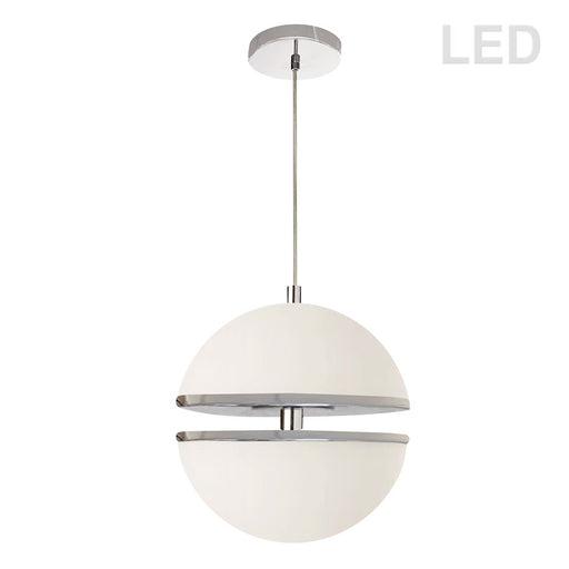 Dainolite Atomic 12in 2-Light Pendant | Modern Polished Chrome and White Glass | Kitchen Island & Dining Room | Model AMC-1330LEDP-PC