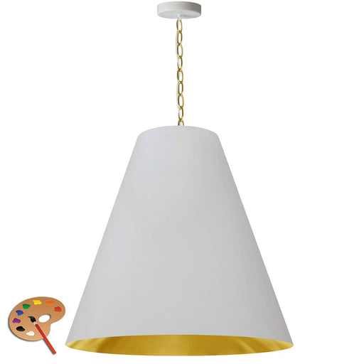 Dainolite Anaya 26in 1-Light Pendant | Transitional White/Gold Fabric and Aged Brass Metal | Kitchen Island & Dining Room | 26 x 26 | Model ANA-L-AGB-692