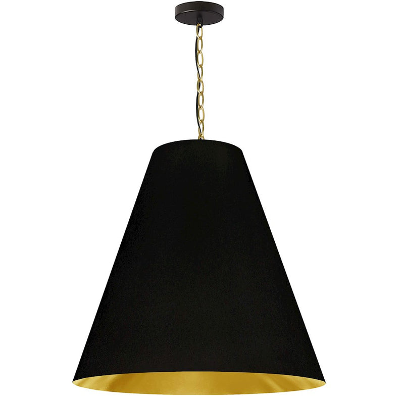 Dainolite Anaya 26in 1-Light Pendant | Transitional Aged Brass and Black Fabric | Dining Room & Living Room | 26 x 26 x 24 in | Model ANA-L-AGB-698