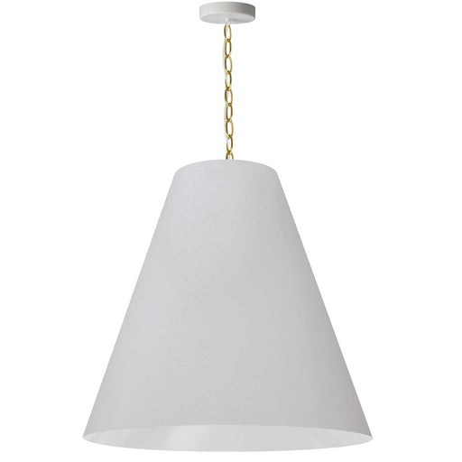 Dainolite Anaya 26in 1-Light Pendant | Transitional Aged Brass and White Fabric | Dining Room & Living Room | 26 x 26 x 24 in | Model ANA-L-AGB-790