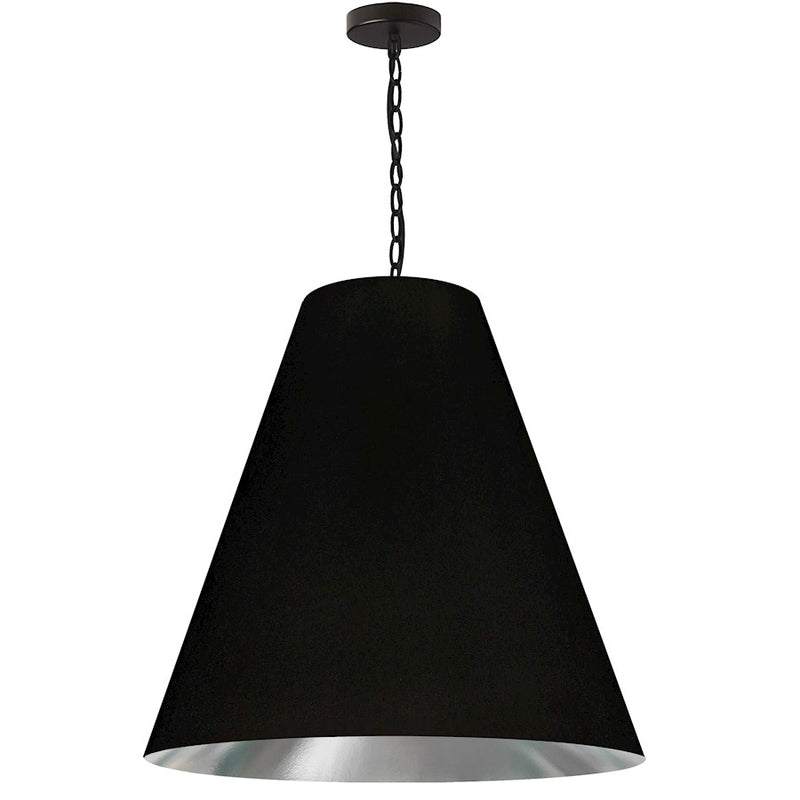 Dainolite Anaya 26in 1-Light Pendant | Transitional Matte Black Fabric Tapered Drum Shade | Kitchen Island & Dining Room | 26 x 26 x | Model ANA-L-MB-697