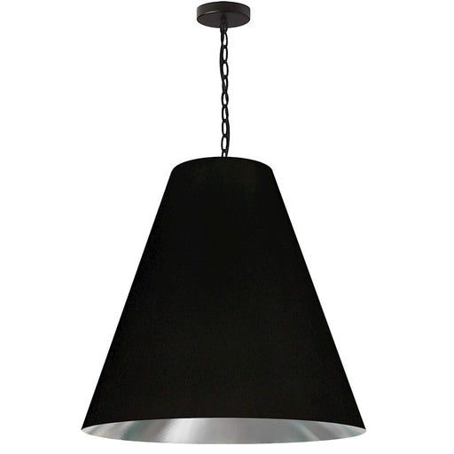 Dainolite Anaya 26in 1-Light Pendant | Transitional Matte Black Fabric Tapered Drum Shade | Kitchen Island & Dining Room | 26 x 26 x | Model ANA-L-MB-697