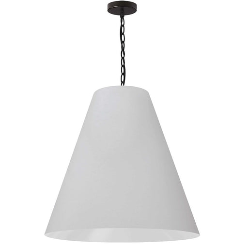 Dainolite Anaya 26in 1-Light Pendant | Transitional White Fabric and Matte Black Metal | Kitchen Island & Dining Room | 26 x 26 x 24 | Model ANA-L-MB-790