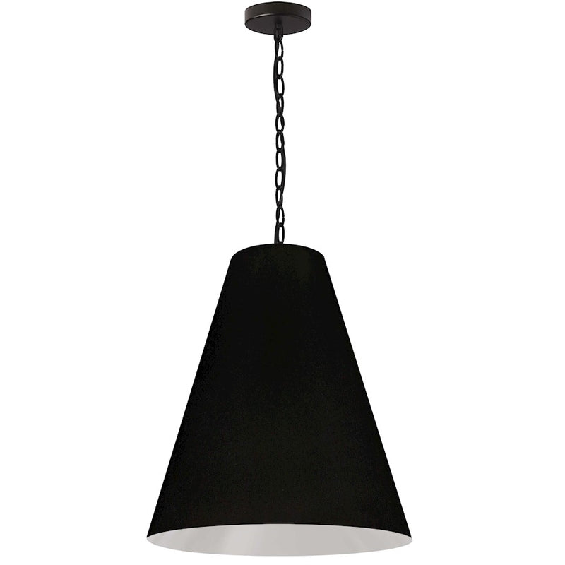 Dainolite Anaya 20in 1-Light Pendant | Transitional Matte Black and Black Fabric Shade | Kitchen Island & Dining Room | Model ANA-M-MB-797