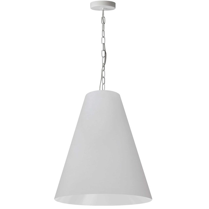 Dainolite Anaya 20in 1-Light Pendant | Transitional White Fabric Tapered Drum and Matte White Metal | Kitchen Island & Dining Room | Model ANA-M-MW-790