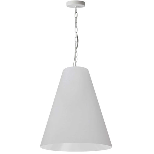 Dainolite Anaya 20in 1-Light Pendant | Transitional White Fabric Tapered Drum and Matte White Metal | Kitchen Island & Dining Room | Model ANA-M-MW-790