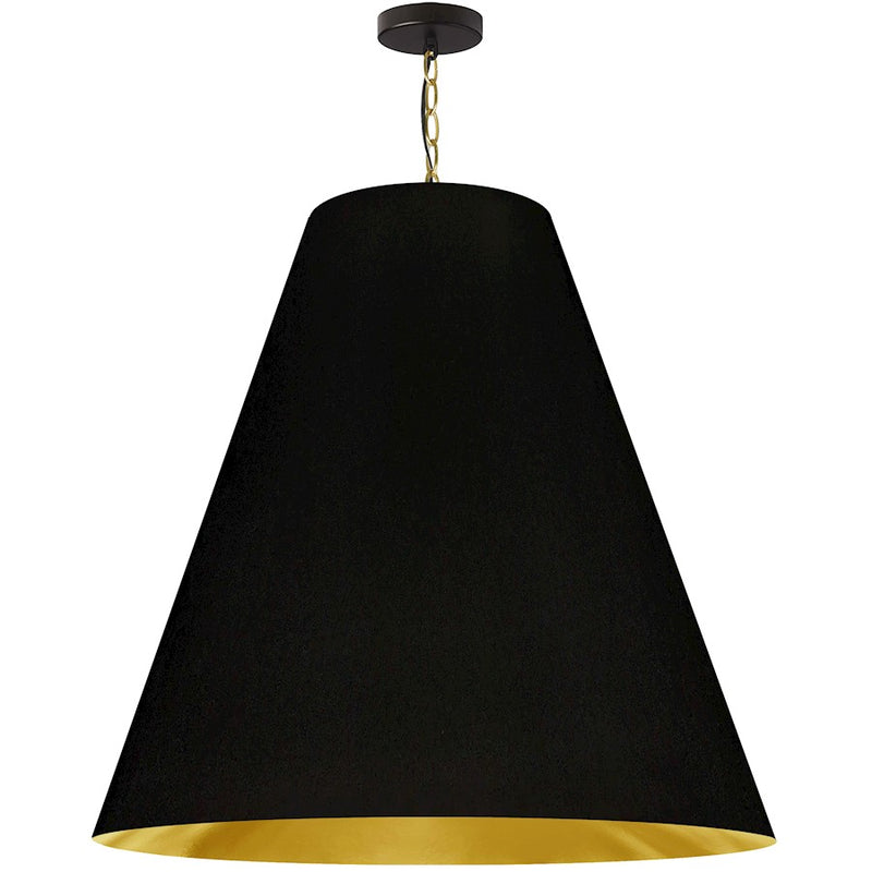 Dainolite Anaya 32in 1-Light Pendant | Transitional Black/Gold Fabric and Aged Brass Metal | Kitchen Island & Dining Room | 32 x 32 | Model ANA-XL-AGB-698