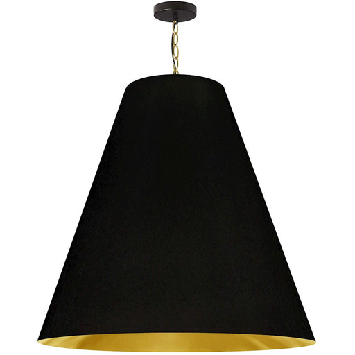 Dainolite Anaya 32in 1-Light Pendant | Transitional Black/Gold Fabric and Aged Brass Metal | Kitchen Island & Dining Room | 32 x 32 | Model ANA-XL-AGB-698