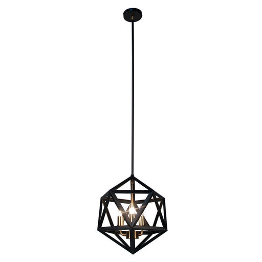 Dainolite Archello 13in 3-Light Chandelier | Contemporary Matte Black and Antique Brass Steel | Dining Room & Living Room | Model ARC-143C-AB