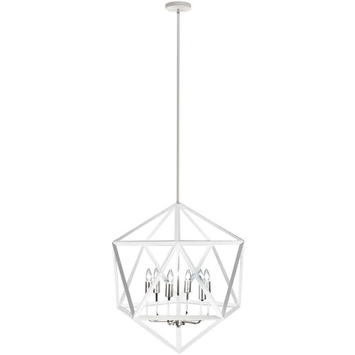 Dainolite Archello 22in 6-Light Chandelier | Contemporary White and Satin Chrome Steel | Dining Room & Living Room | Model ARC-226C-WH-SC