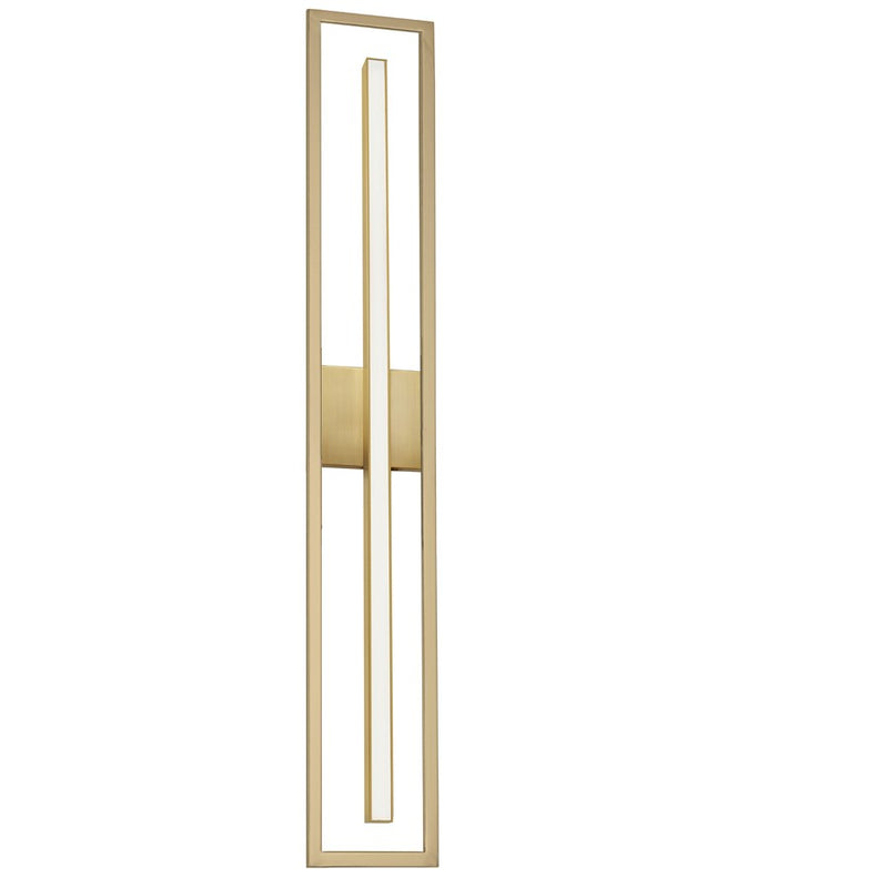 Dainolite Arandel 28in 1-Light Vanity Light | Modern Aged Brass and White Acrylic | Bathroom & Powder Room | 28 x 2 x 6 in | Model ARL-2818LEDW-AGB