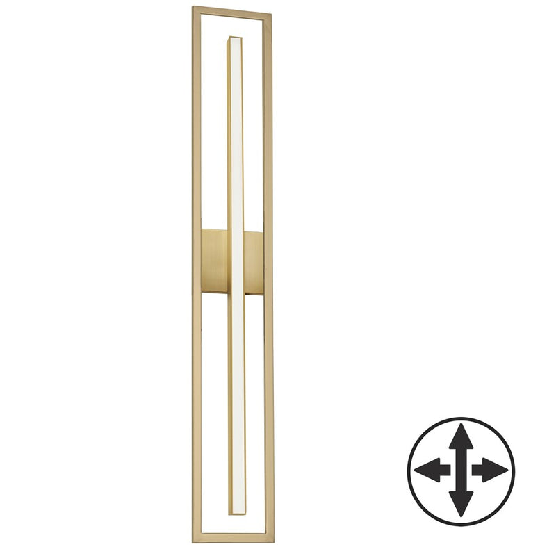 Dainolite Arandel 28in 1-Light Vanity Light | Modern Aged Brass and White Acrylic | Bathroom & Powder Room | 28 x 2 x 6 in | Model ARL-2818LEDW-AGB