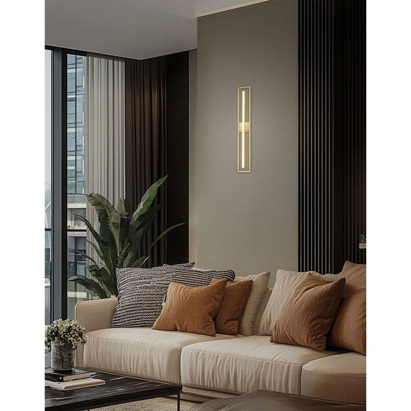 Dainolite Arandel 28in 1-Light Vanity Light | Modern Aged Brass and White Acrylic | Bathroom & Powder Room | 28 x 2 x 6 in | Model ARL-2818LEDW-AGB
