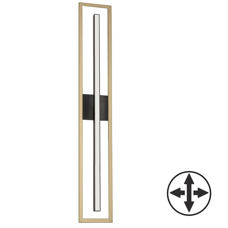 Dainolite Arandel 28in 1-Light Vanity Light | Modern Aged Brass/Matte Black and White Acrylic | Bathroom & Powder Room | Model ARL-2818LEDW-AGB-MB