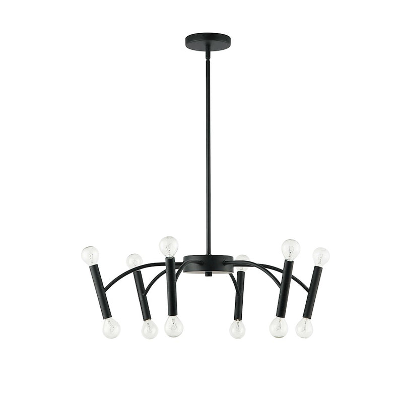 Dainolite Aragog 24in 12-Light Pendant | Modern Matte Black Metal | Kitchen Island & Dining Room | 24 x 24 x 6 in | Model ARO-2412P-MB