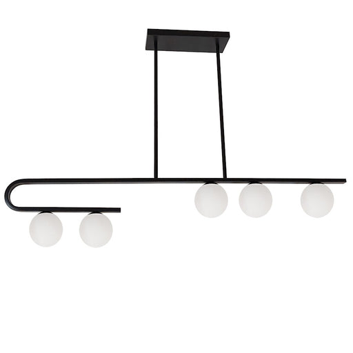 Dainolite Atlas 44in 5-Light Pendant | Modern Matte Black and Opal White Glass | Kitchen Island & Dining Room | 44 x 4 x 8 in | Model ATL-445HP-MB