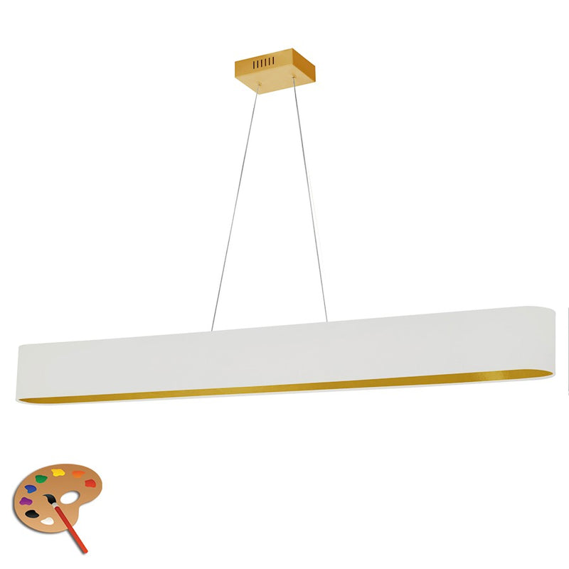 Dainolite Aubrey 51in 1-Light Oval Pendant | Modern White Fabric and Aged Brass Metal | Kitchen Island & Dining Room | Model AUB-R5030HP-AGB-692