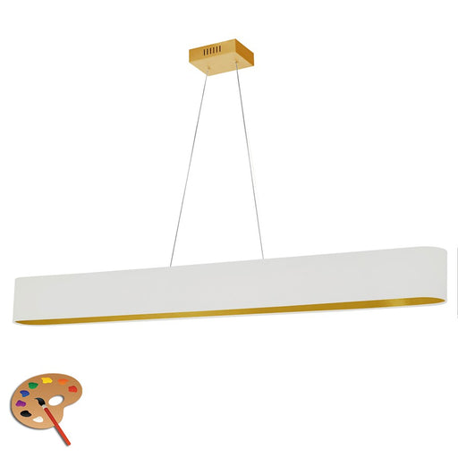 Dainolite Aubrey 51in 1-Light Oval Pendant | Modern White Fabric and Aged Brass Metal | Kitchen Island & Dining Room | Model AUB-R5030HP-AGB-692