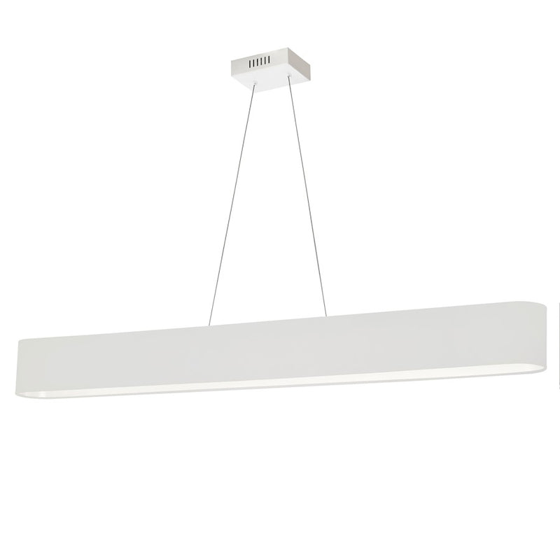 Dainolite Aubrey 51in 1-Light Horizontal Pendant | Modern Matte White Metal and White Fabric Shade | Kitchen & Dining Room | 4 | Model AUB-R5030HP-MW-790