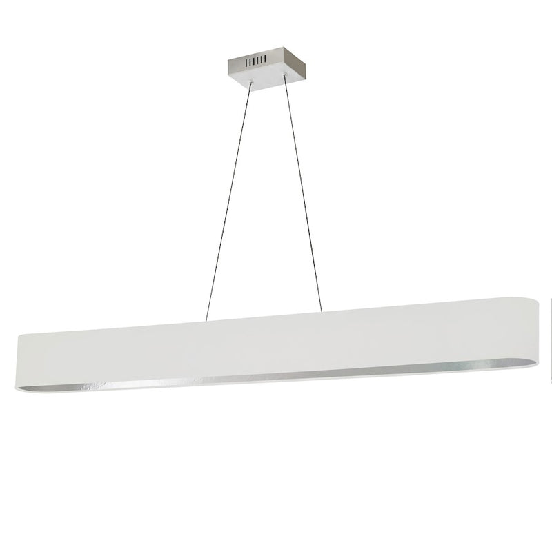 Dainolite Aubrey 51in 1-Light Oval Pendant | Modern White/Silver Fabric and Polished Chrome Metal | Kitchen Island & Dining | Model AUB-R5030HP-PC-691