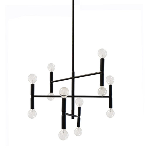 Dainolite Ava 21in 12-Light Chandelier | Modern Matte Black Metal | Dining Room & Living Room | 21 x 21 x 15 in | Model AVA-2012C-MB