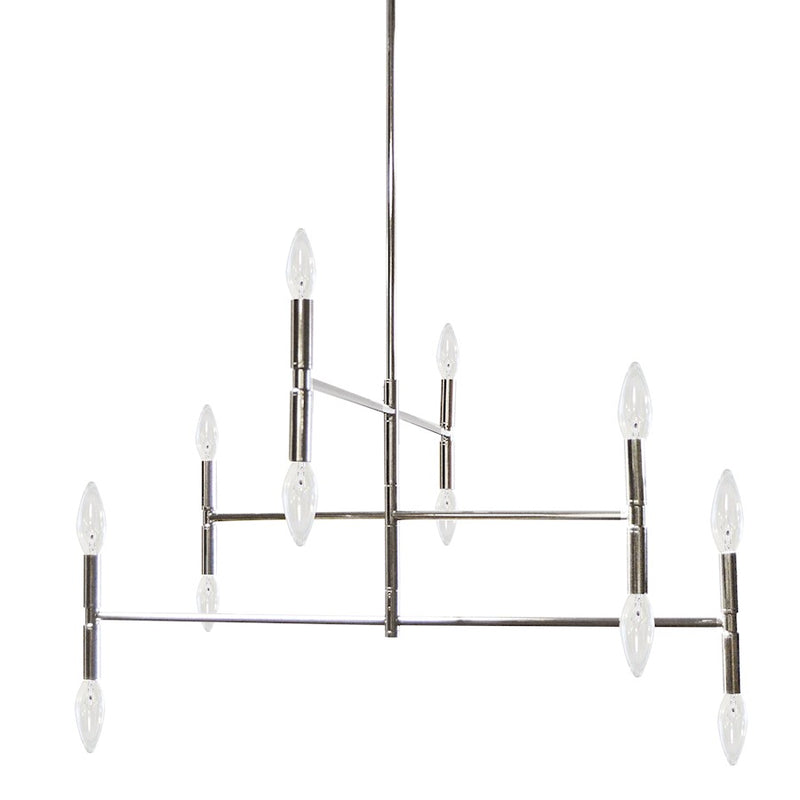 Dainolite Ava 31in 12-Light Chandelier | Polished Chrome and Satin Chrome Metal | Kitchen & Dining Room | 31 x 4 x 13 in | Model AVA-3012C-PC
