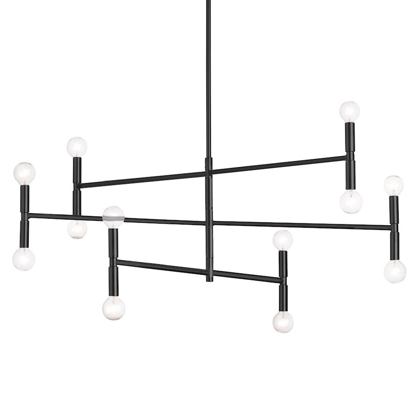 Dainolite Ava 40in 12-Light Chandelier | Matte Black Metal | Dining Room & Living Room | 40 x 40 x 18 in | Model AVA-4012C-MB