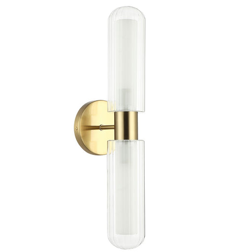 Dainolite Balbina 2 Light Wall Sconce, Aged Brass/Clear/Frosted - BBA-192W-AGB