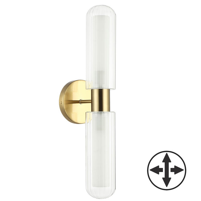 Dainolite Balbina 2 Light Wall Sconce, Aged Brass/Clear/Frosted