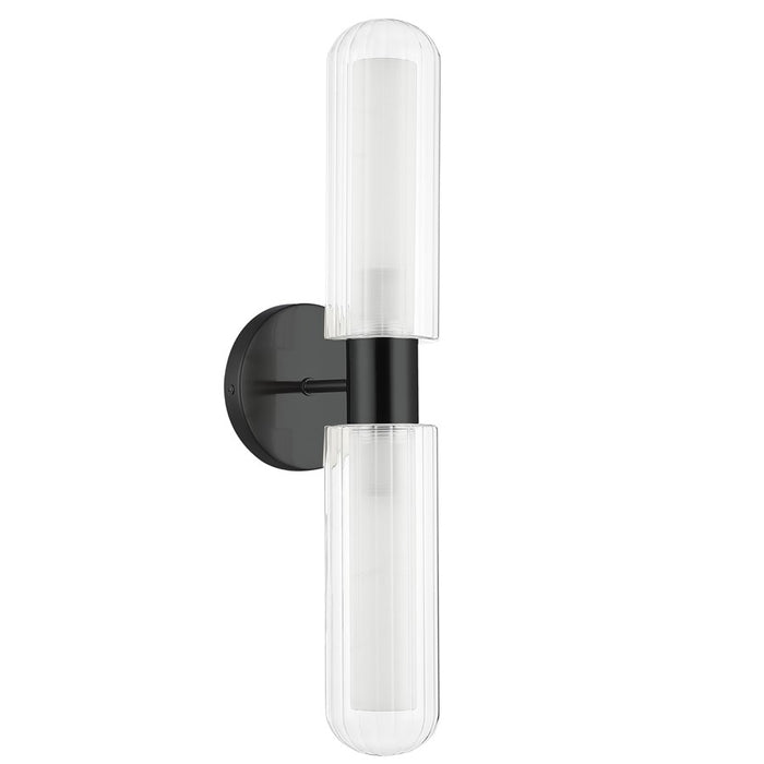 Dainolite Balbina 2 Light Wall Sconce, Matte Black/Clear/Frosted - BBA-192W-MB