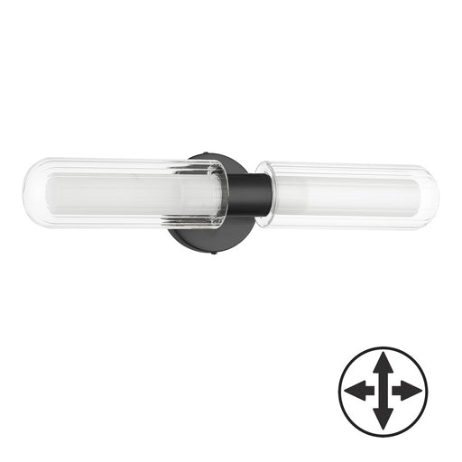 Dainolite Balbina 2 Light Wall Sconce, Matte Black/Clear/Frosted