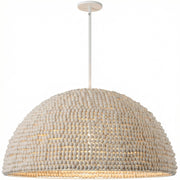 Dainolite Breanne 35in 4-Light Pendant | Transitional Matte White Metal and Vintage White Wood | Dining Room & Foyer | 35 x 35 x 17.75 | Model BRE-354P-VW