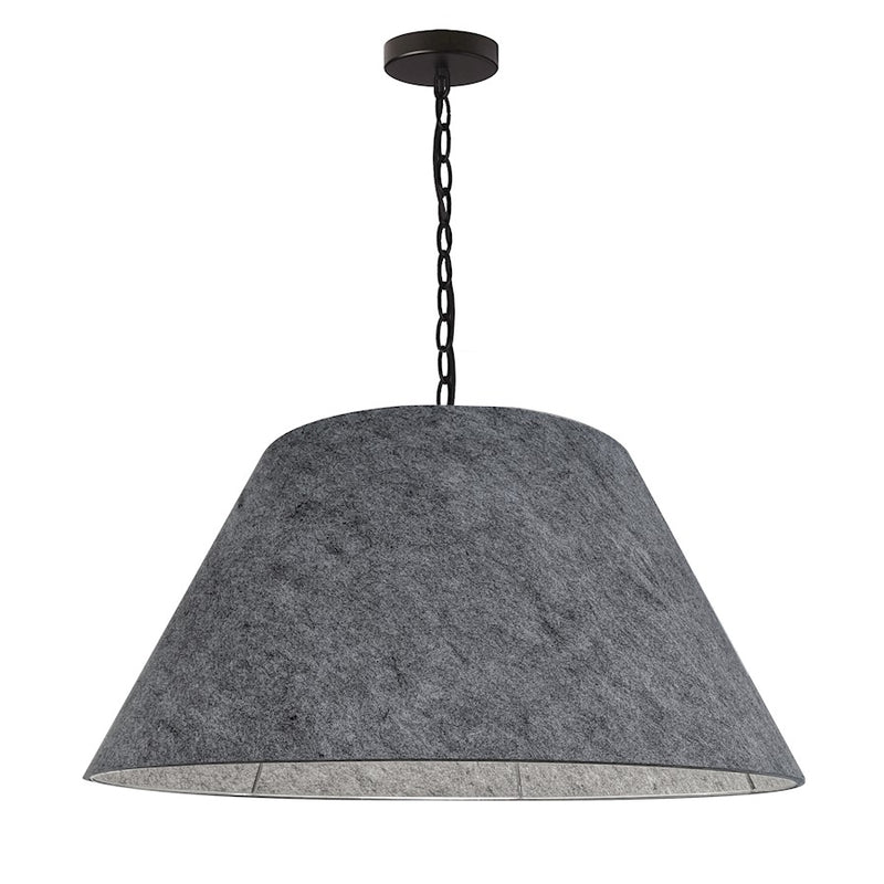 Dainolite Brynn 26in 1-Light Pendant | Transitional Grey Felt and Matte Black Metal | Kitchen Island & Dining Room | Model BRY-L-BK-500