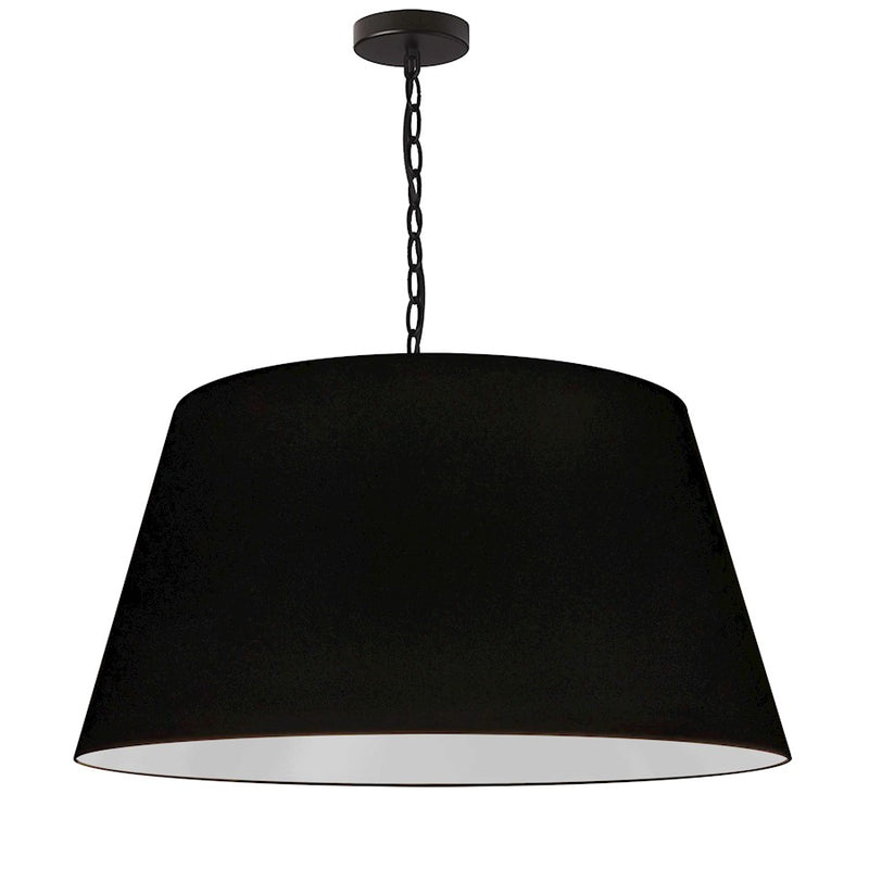 Dainolite Brynn 26in 1-Light Pendant | Transitional Black Metal and Matte White Fabric Shade | Kitchen Island & Dining Room | Model BRY-L-BK-797