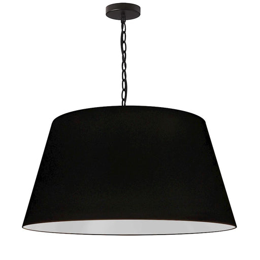Dainolite Brynn 26in 1-Light Pendant | Transitional Black Metal and Matte White Fabric Shade | Kitchen Island & Dining Room | Model BRY-L-BK-797