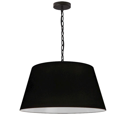 Dainolite Brynn 20in 1-Light Pendant | Transitional Black Metal and Silver Fabric Drum Shade | Kitchen Island & Dining Room | 20 x 20 | Model BRY-M-BK-797