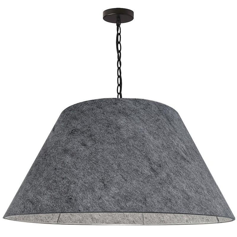 Dainolite Brynn 32in 1-Light Pendant | Transitional Grey Felt and Matte Black Metal | Kitchen Island & Dining Room | 32 x 32 x 16 in | Model BRY-XL-BK-500