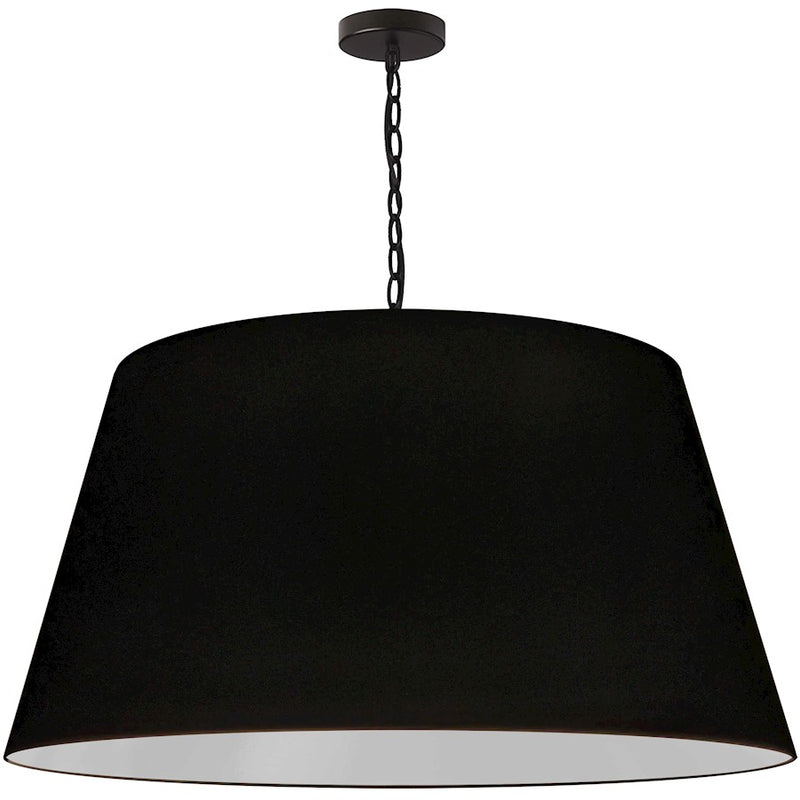 Dainolite Brynn 32in 1-Light Pendant | Transitional Black Metal and Silver Fabric Shade | Kitchen Island & Dining Room | 32 x 32 x | Model BRY-XL-BK-797