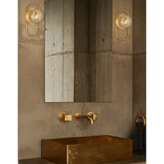 Dainolite Burlat 6in 1-Light Wall Sconce | Contemporary Aged Brass and Clear Glass | Hallway & Bedroom Accent | 6 x 6 x 12 in | Model BUR-121W-AGB-CLR