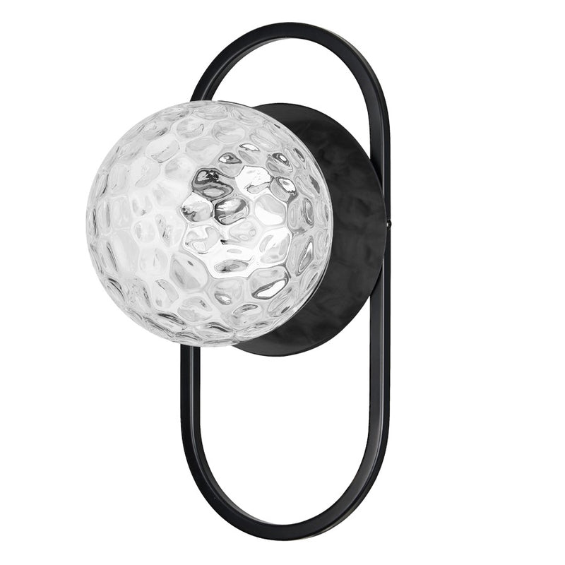 Dainolite Burlat 6in 1-Light Wall Sconce | Contemporary Matte Black and Clear Glass | Hallway & Bedroom Accent | 6 x 6 x 12 in | Model BUR-121W-MB-CLR
